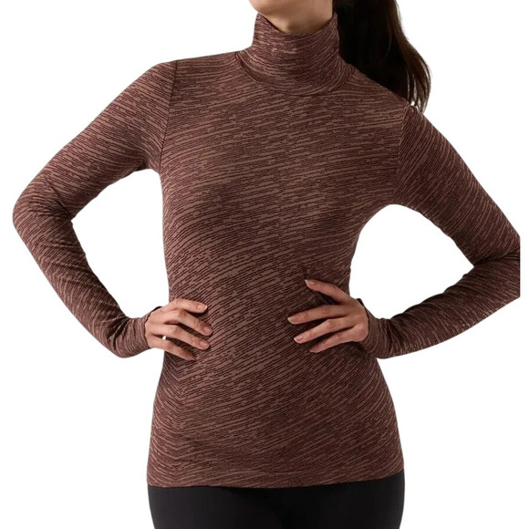 Athleta Flurry Seamless Turtleneck Noble Rustic Beige Women's Size Medium NWT - Picture 1 of 10